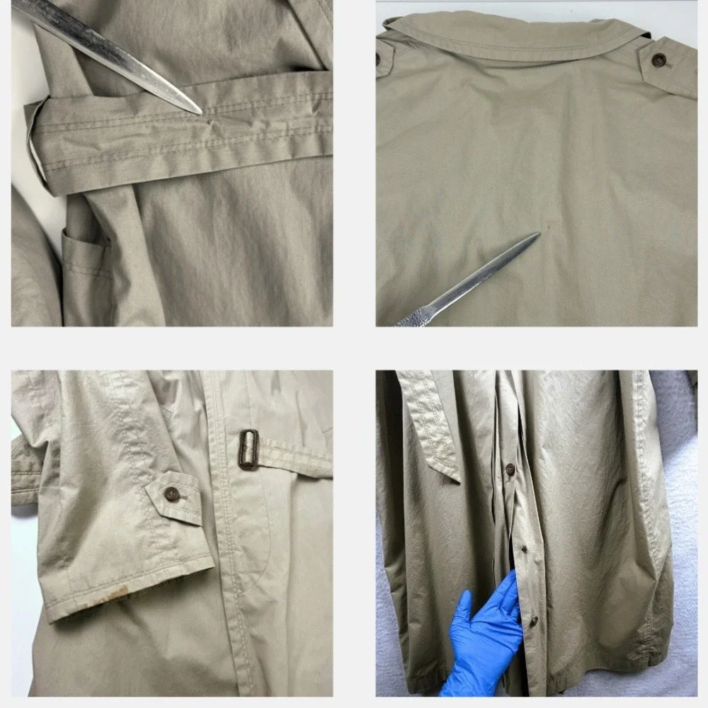 Bugatti Trench‎ Coat Mens 44L Beige Vintage Long Cotton Made in West Germany - Picture 12 of 16